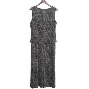 Vintage Dress Maxi Tiered Crinkle Plisse Python Reptile Crackle Sleeveless Sz 14